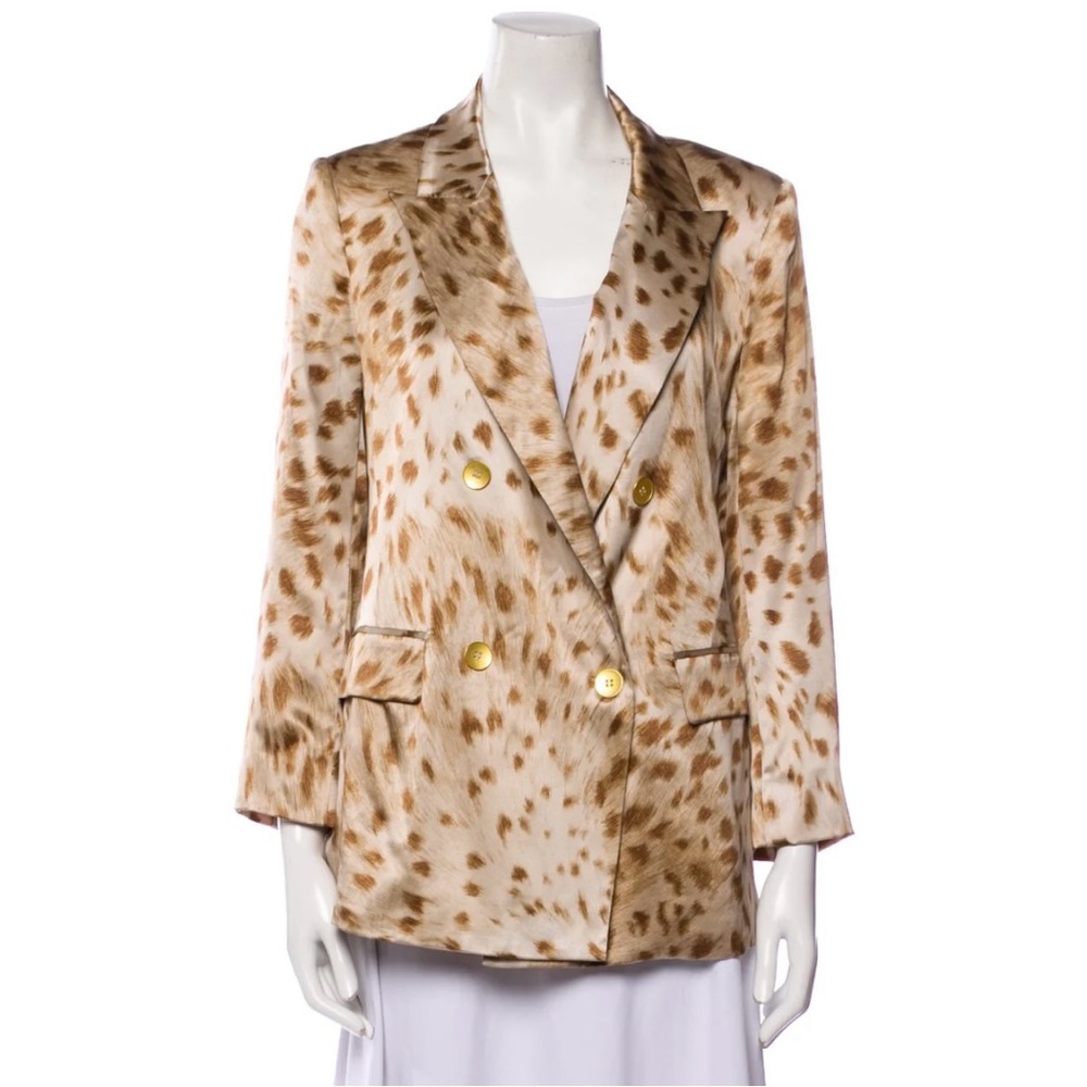 L’AGENCE Animal Print Silk Blazer
